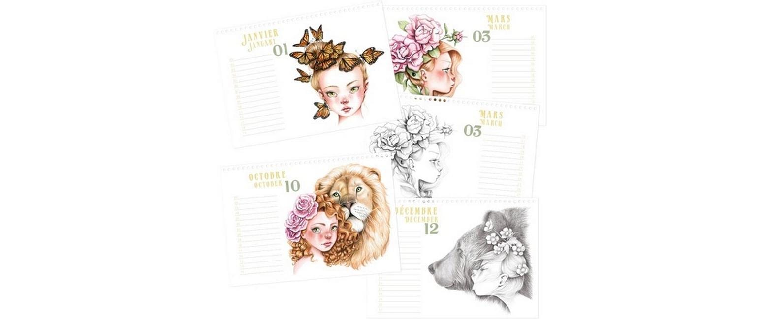 Dauerkalender Wild A4, 24 BlattKalender zum Ausmalen