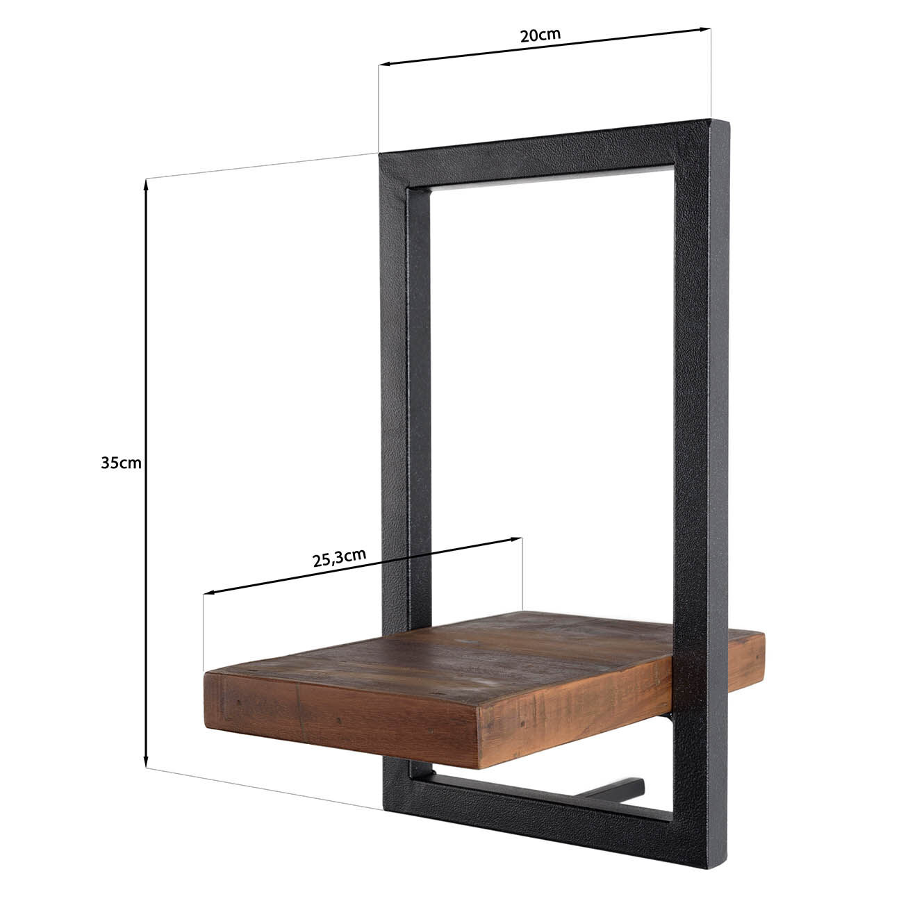 Macabane Étagère murale métal XS Alida noir/marron - 20x25x35 cm