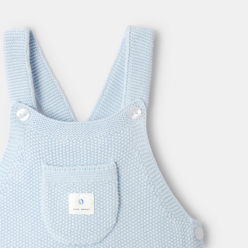 Salopette tricot bleu bébé garçon Bleu