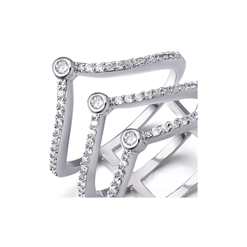 Bague orné de cristal de Swarovski Blanc et Plaqué Rhodium