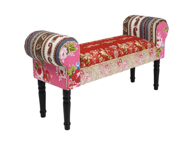 Kare Sitzbank Wing Patchwork 100 x 54 cm, Mehrfarbig Sitzbank für das Wohnzimmer, den Flur oder das Schlafzimmer
