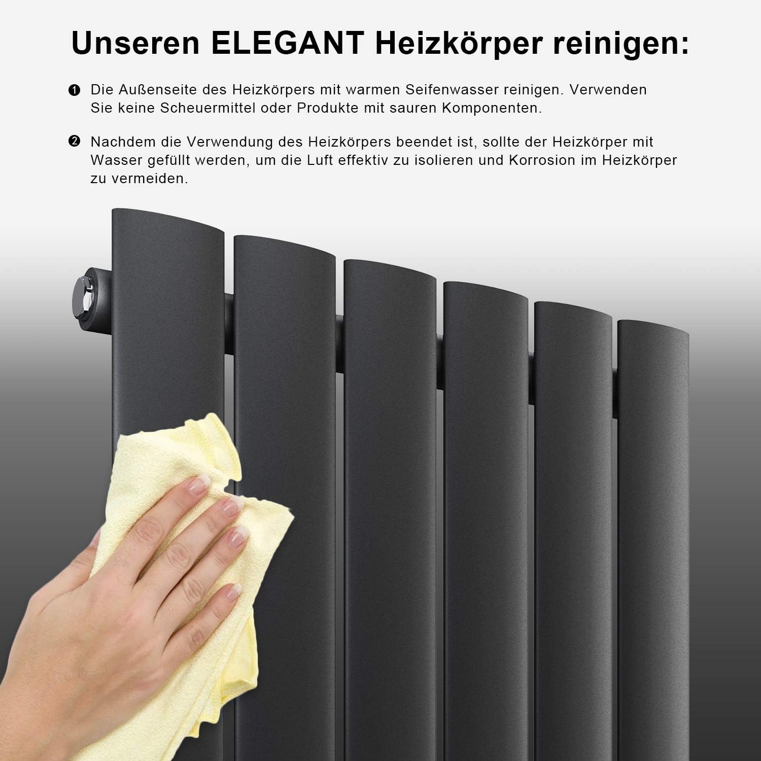 ELEGANT Design Flach Heizkörper 1800 x 616 mm Antrazit Badheizkörper Doppellagig Heizkoerper Vertikal Paneelheizkörper