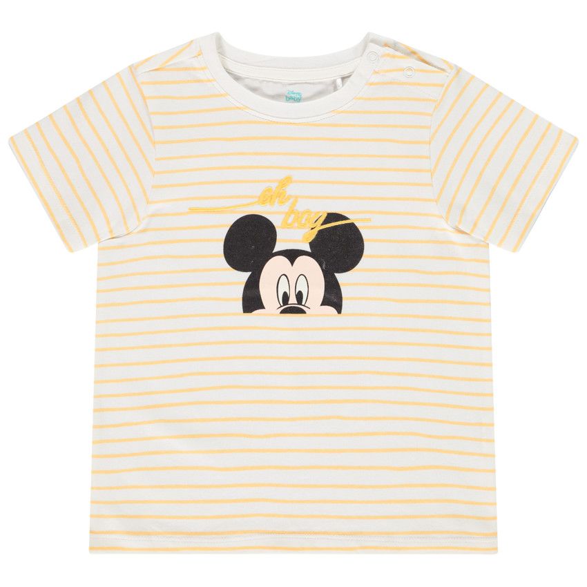 T-shirt rayé Mickey (Disney) pour bébé garçon - Ecru