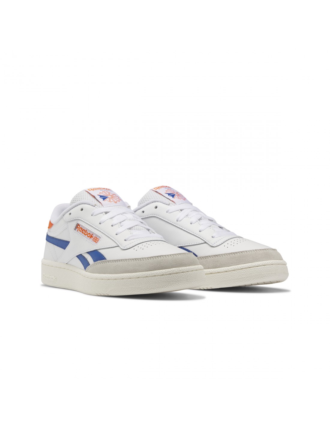 reebok sneakers homme club c revenge cuir blanc/bleu/orange