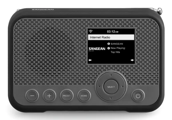 Internet bordradio Sangean WFR-39 Internet, DAB, FM Spotify, Vækkefunktion, genopladelig Grå, Sort