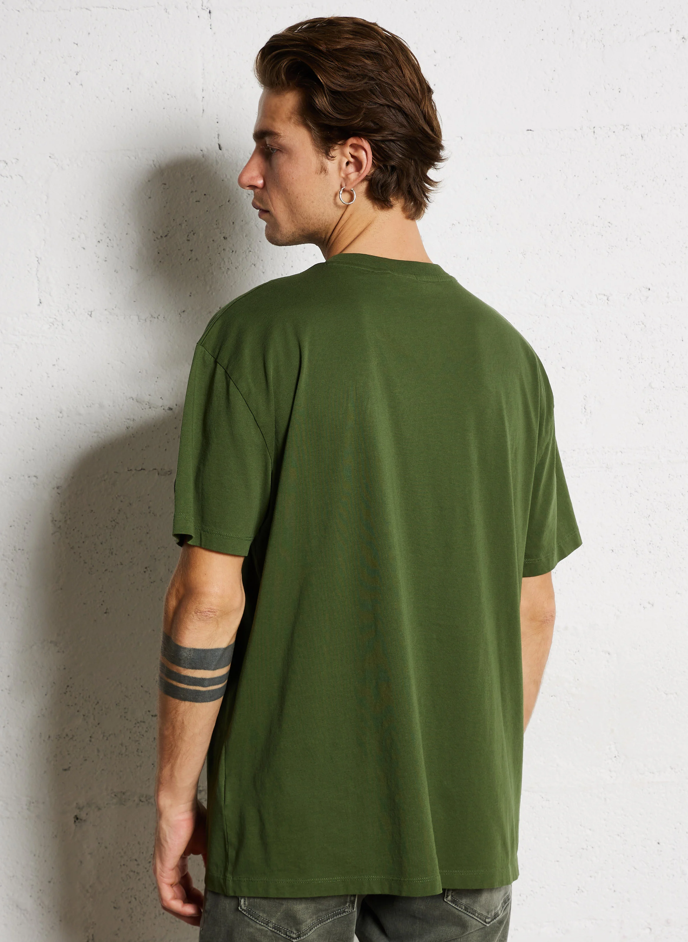 MAB - Tee-shirt col rond ample en coton sérigraphié | Vert
