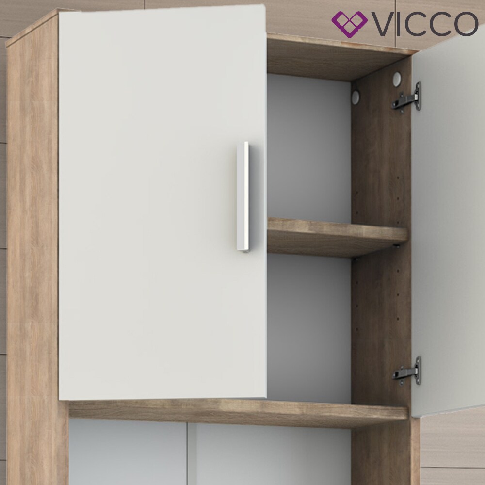 VICCO Waschmaschinenschrank 190 x 64 cm in Weiß Sonoma Badschrank Hochschrank