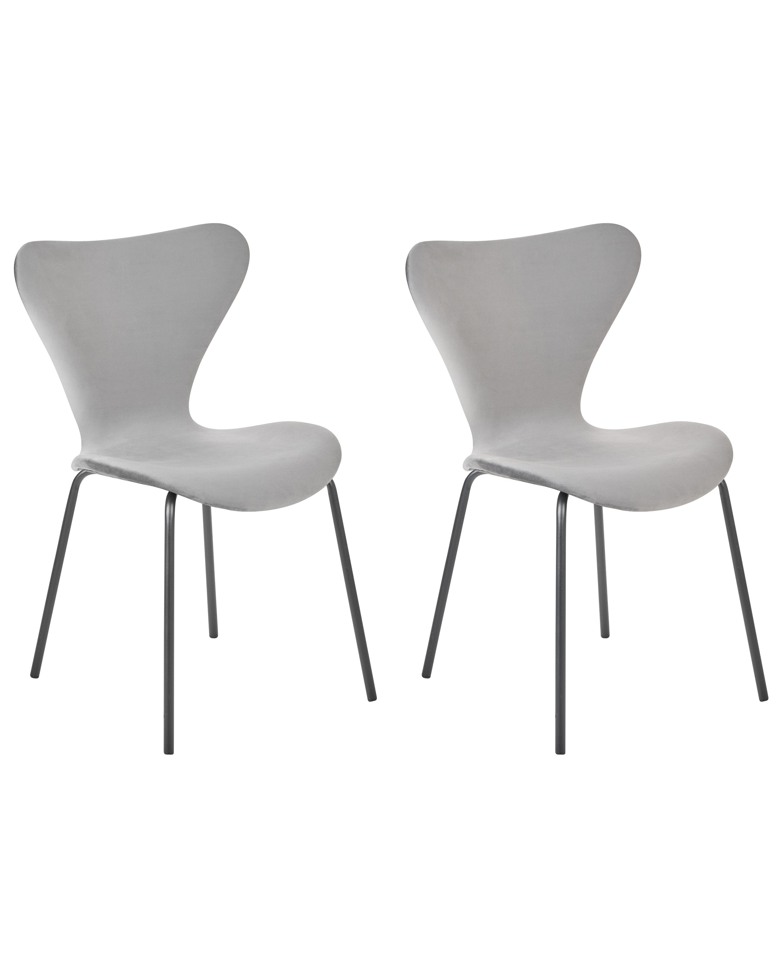Set van 2 eetkamerstoelen BOONVILLE Fluweel Lichtgrijs