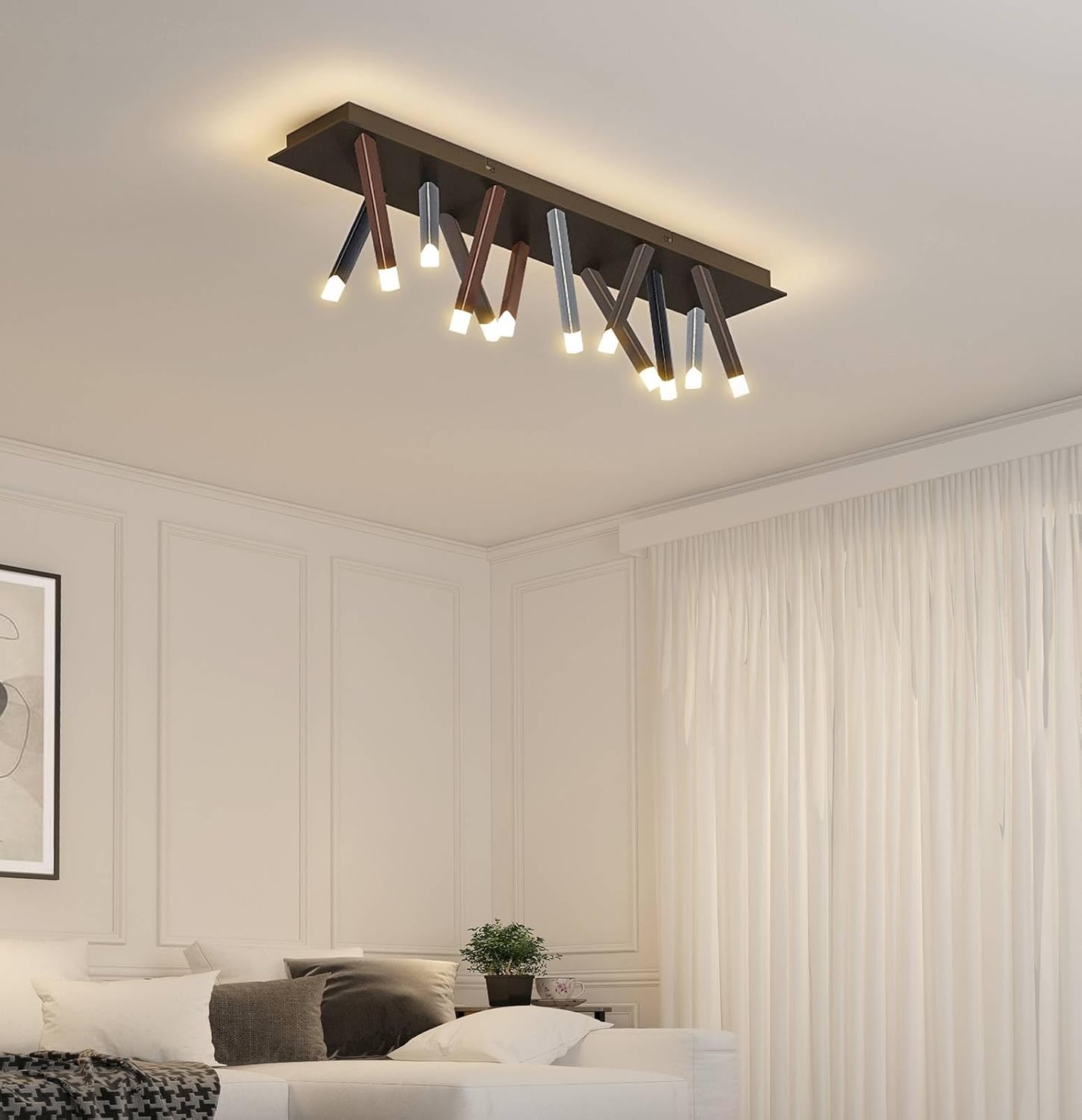Lucande LED Deckenleuchte Stoika dimmbar (Modern) in Schwarz aus Metall (12 flammig,) - Lampe Deckenlampe Wohnzimmerleuchte