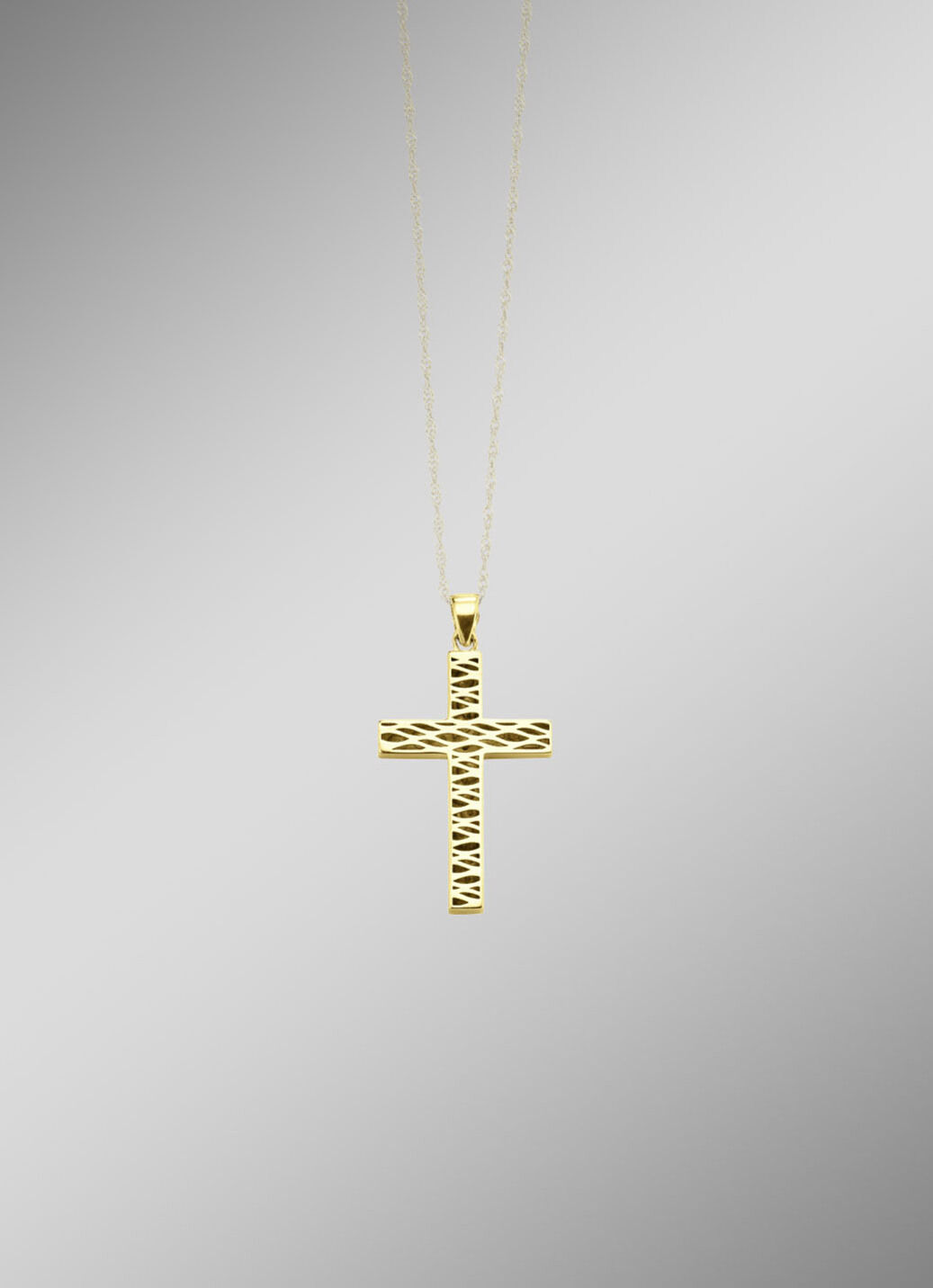 Beidseitig tragbarer Kreuz-Anhänger mit synth. Zirkonia