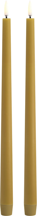 Uyuni LED taper candle, Curry yellow, Smooth, 2,3x32 cm / 2-pack Curry yellow