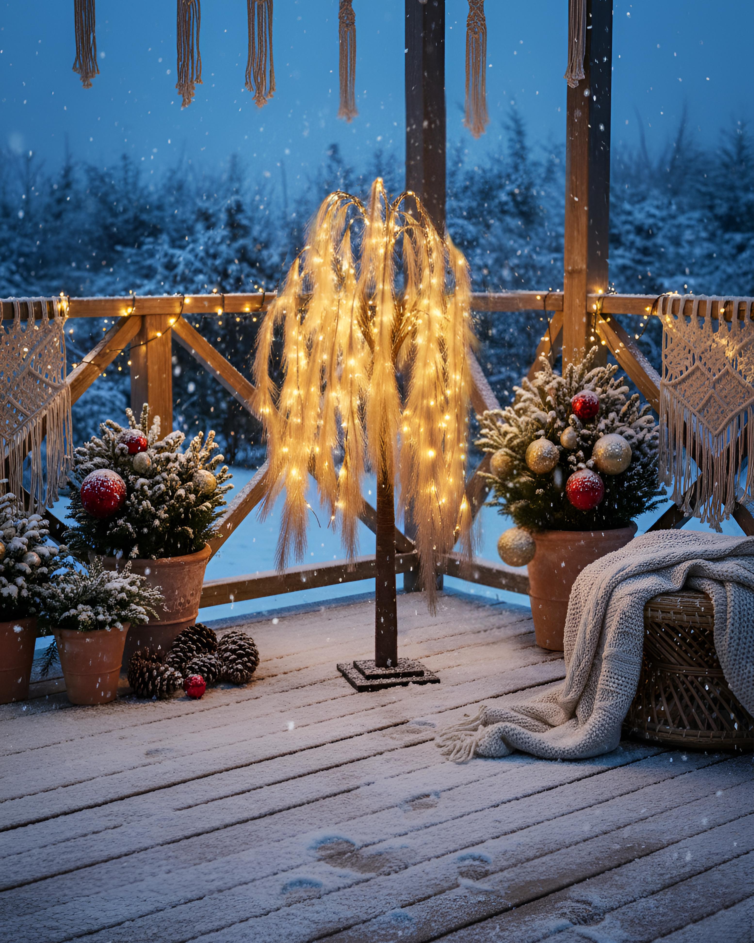 Buitendecoratie LED KOPASKER Boom 160 cm Beige