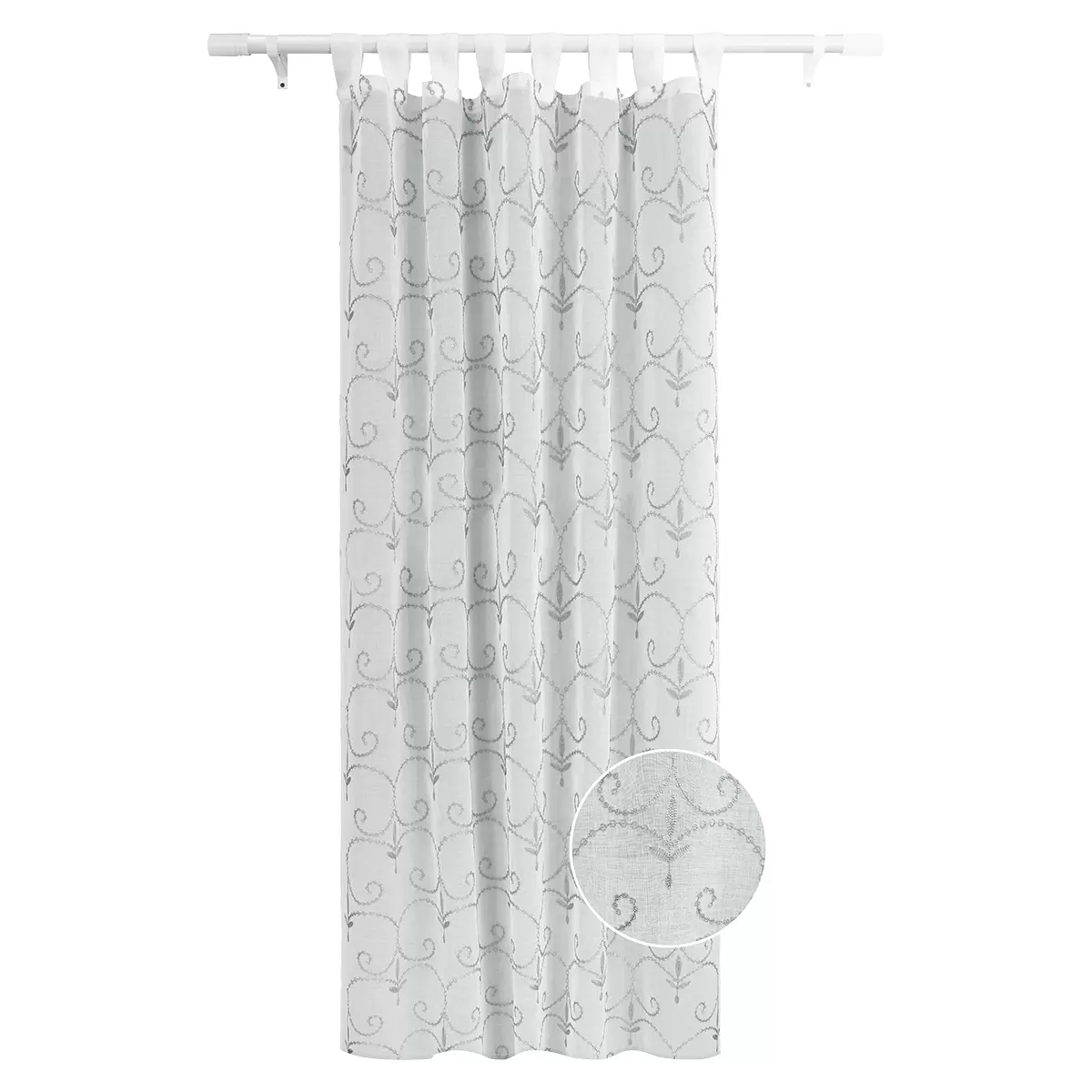 Fertigvorhang Tag Alma silber,weiss