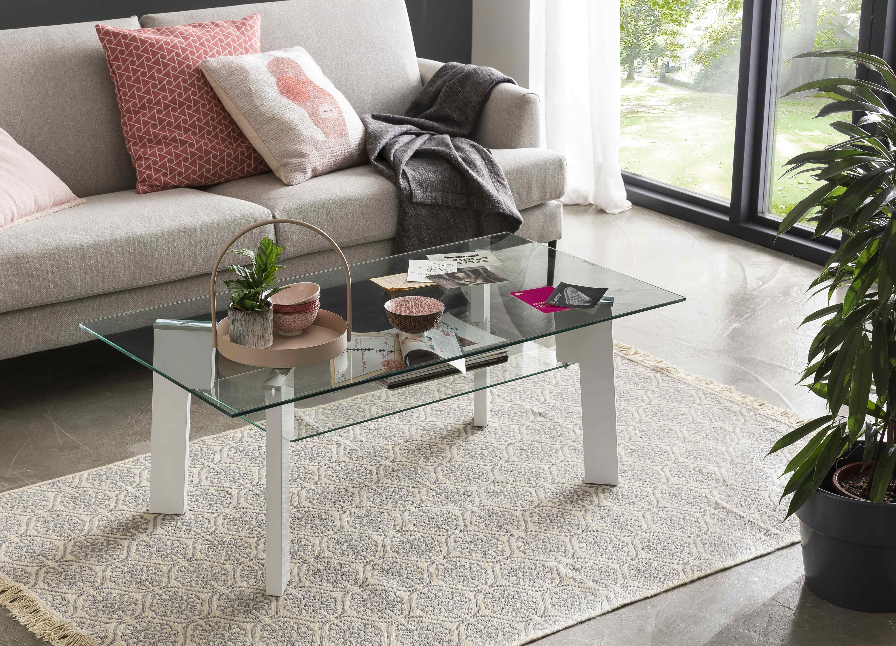 Couchtisch 110x80 hochglanz weiß Glastisch Beistelltisch Wohnzimmer Sofa Tisch