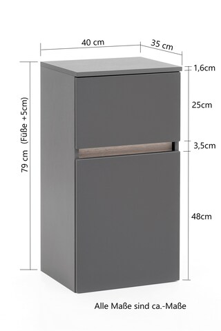 Unterschrank Brügge Wotaneiche B/H/T 40x79x35cm