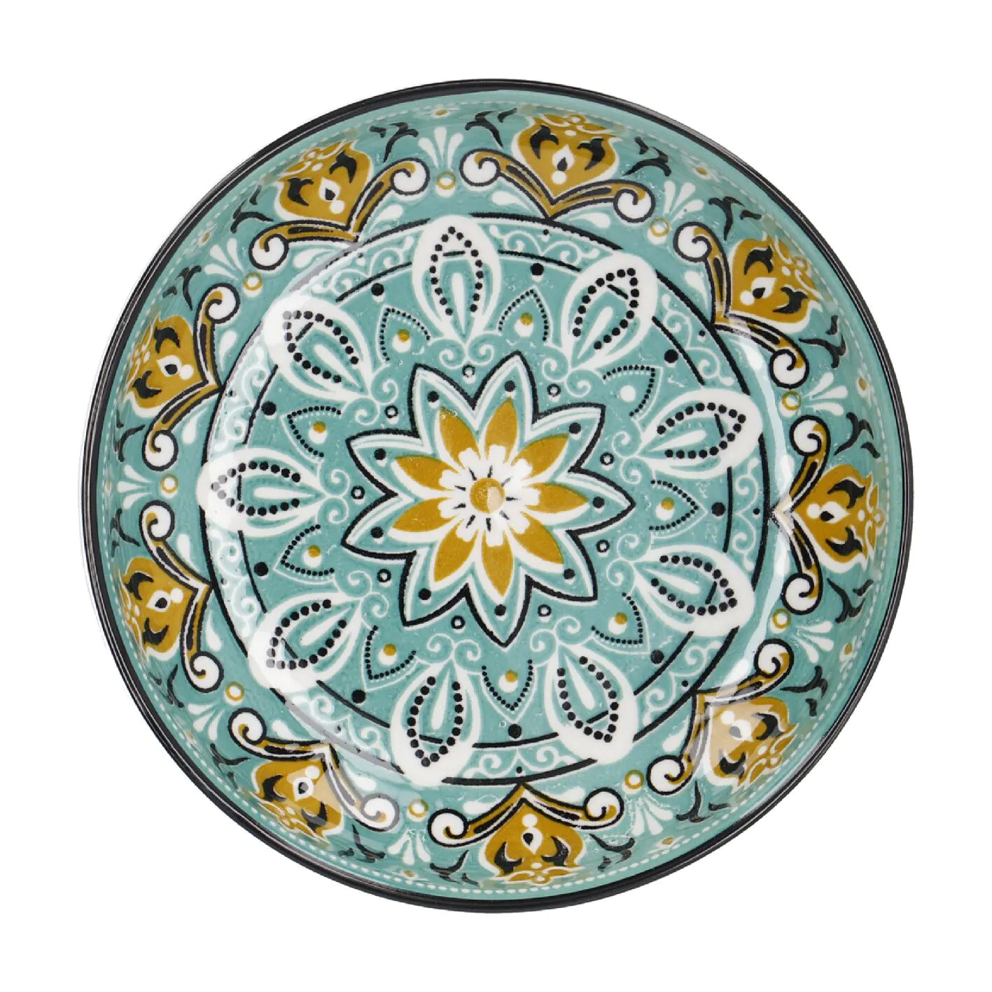 Schale China, flach, grün/braun, 15 cm