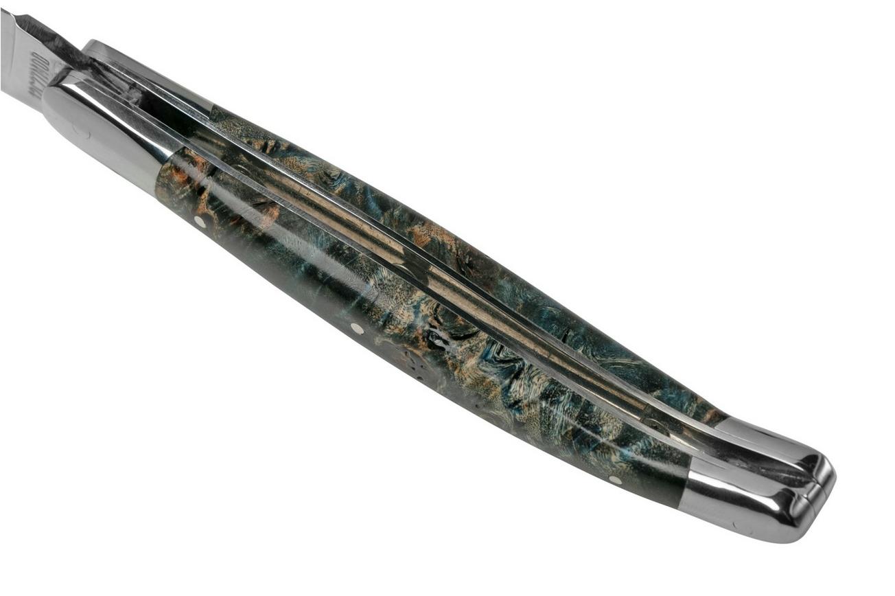 Laguiole en Aubrac Blue Poplar Burl L0212LBPIFSJ1 populierenhout, gepolijst, laguiole zakmes, 12 cm