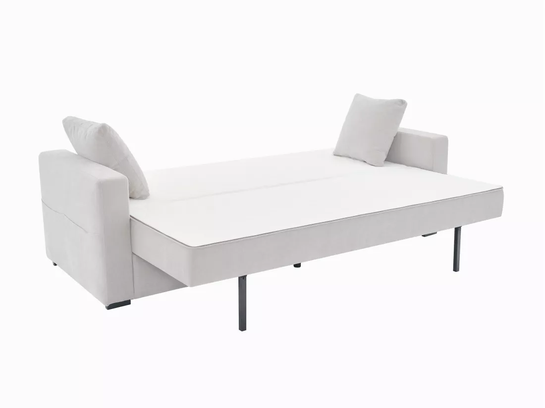 Canapé 3 places convertible en tissu gris avec assise à mémoire de forme SOLDINA