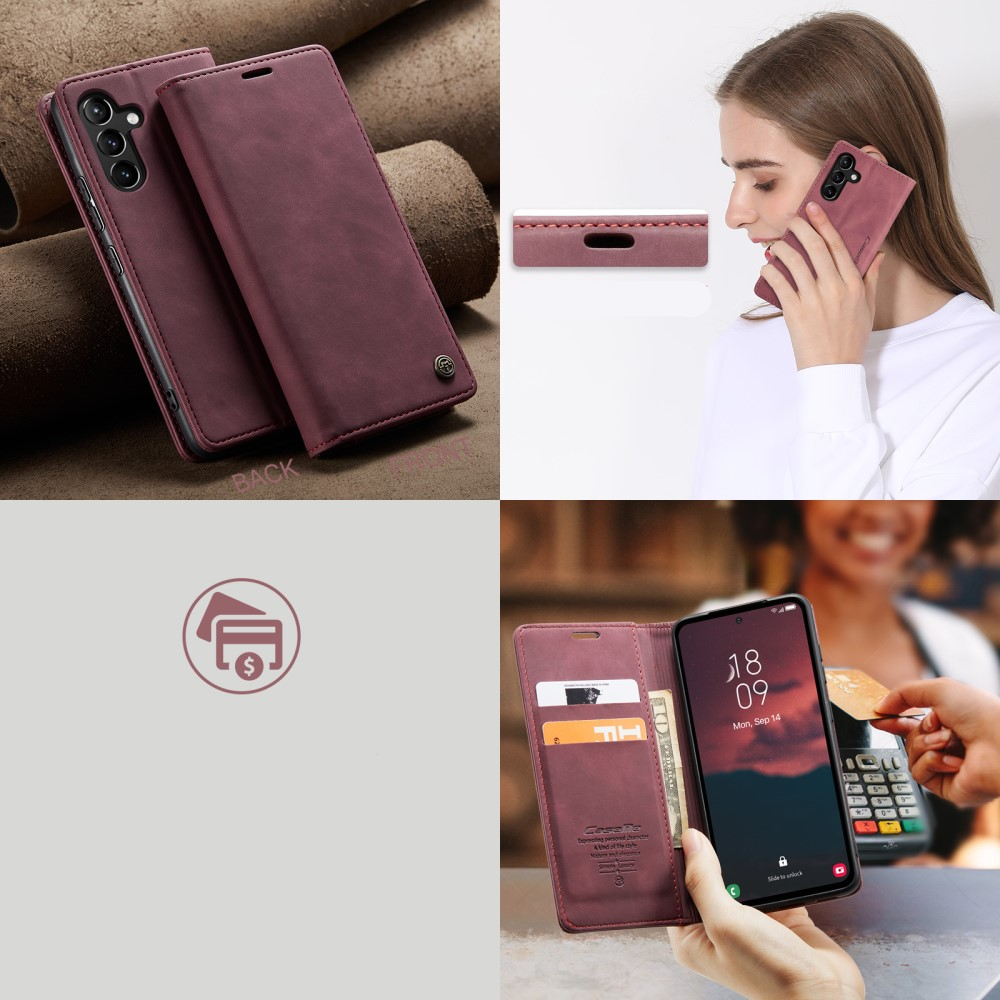 Samsung Galaxy A54 5G Leder Tasche Flip Wallet Etui mit Kartenfächern - Dunkelrot