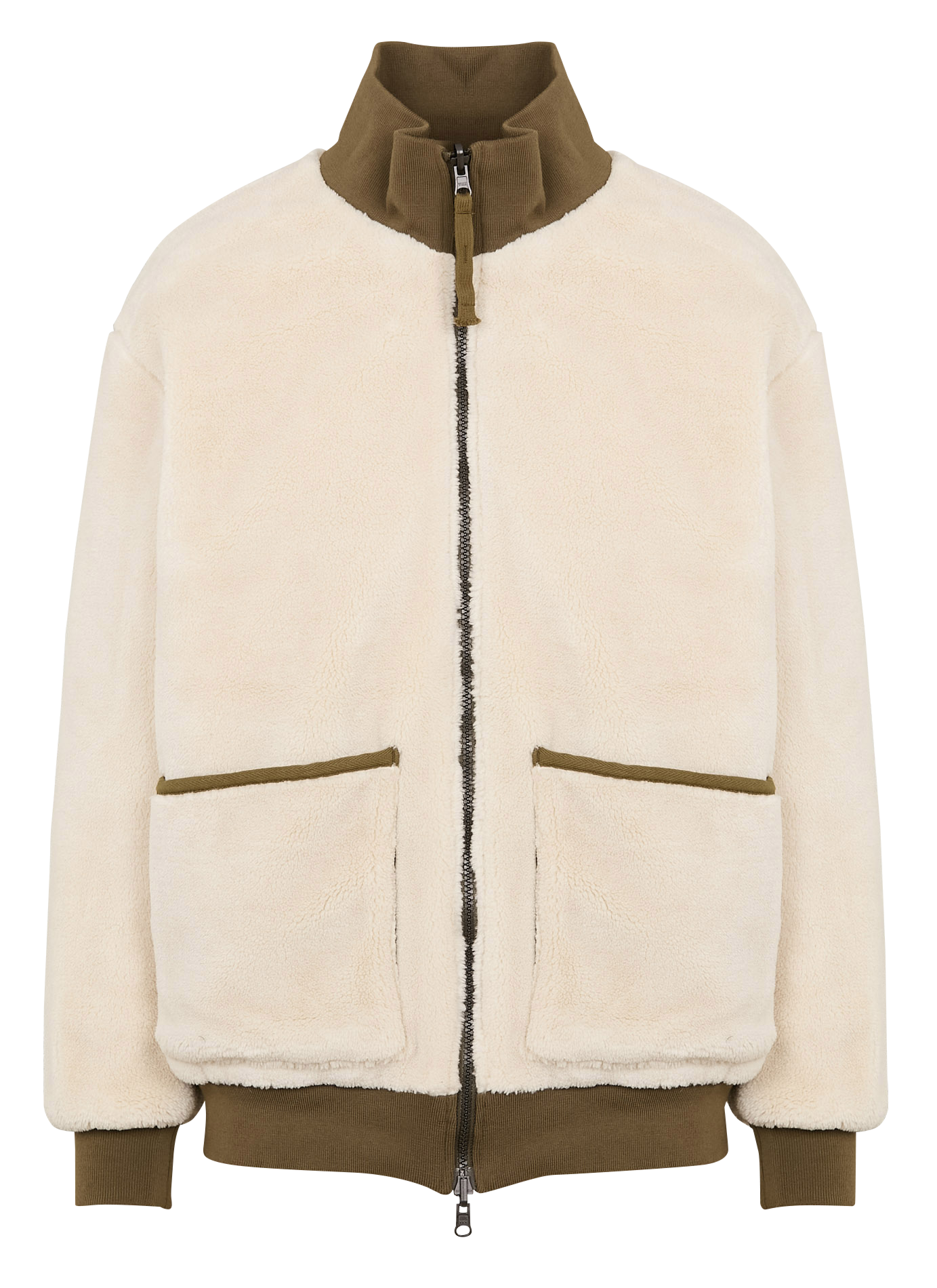 Veste droite réversible col montant | Kaki