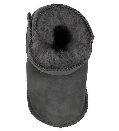Pom Pom Hausschuhe m. Wolle - Grau