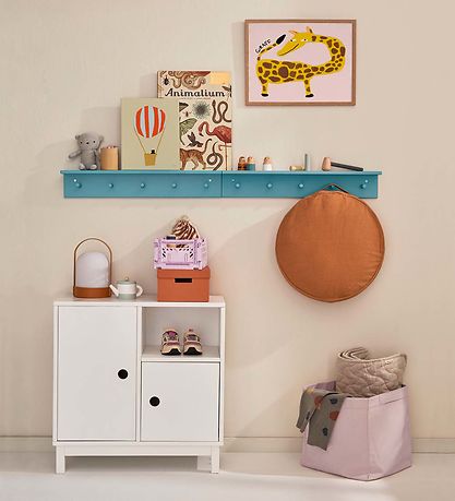 Kids Concept Hylde m. Knager - 60x10 cm - Tr? - Turqoise