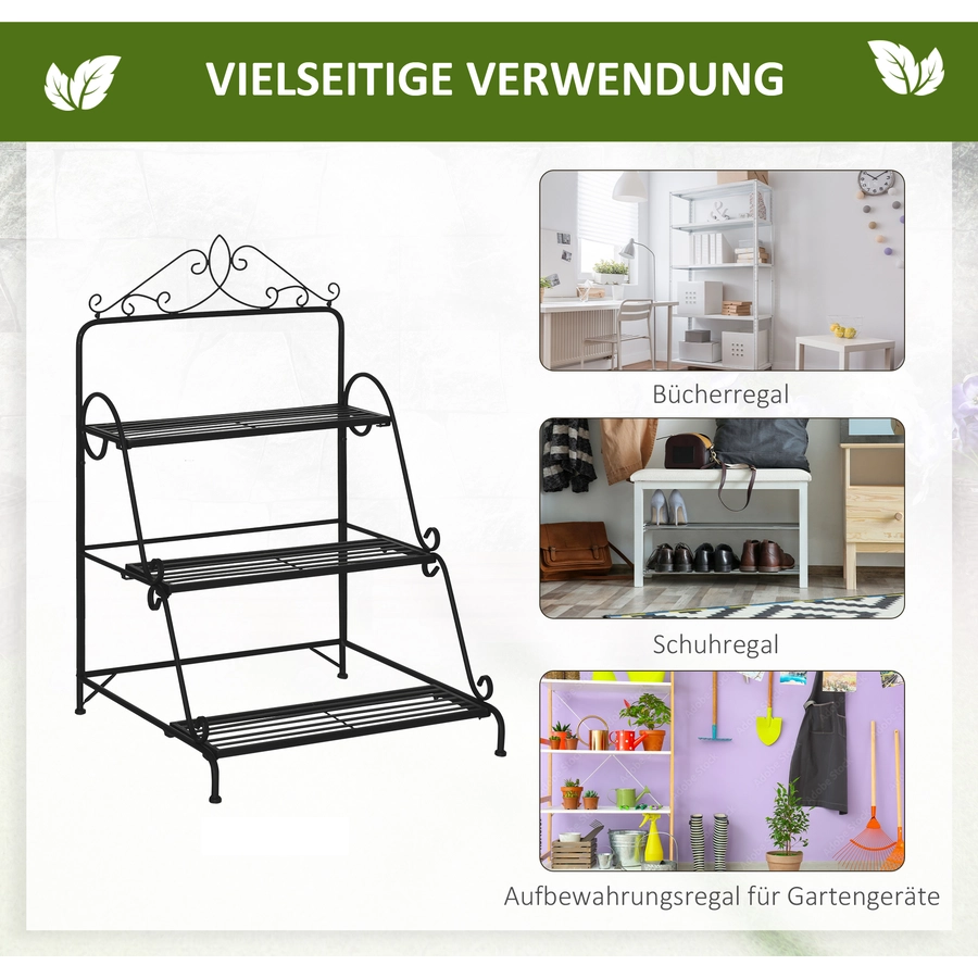 Outsunny Pflanzenständer mit erhöhtem Design schwarz