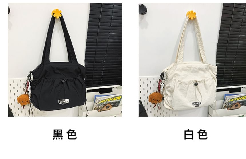 EAVALURE - Bijpassende effen nylon crossbody tas met trekkoord