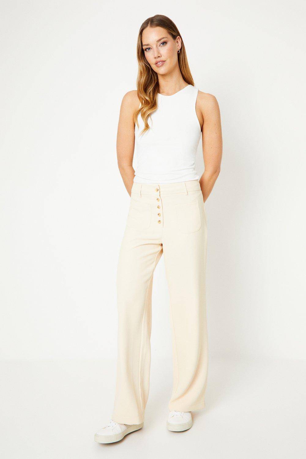 Oasis Pantalon à Poches Plaquées et Boutonnage Devant