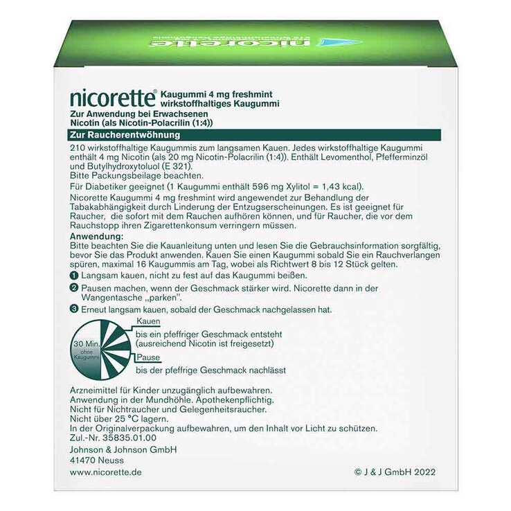 nicorette® Kaugummi freshmint, 4 mg Nikotin, 210 St