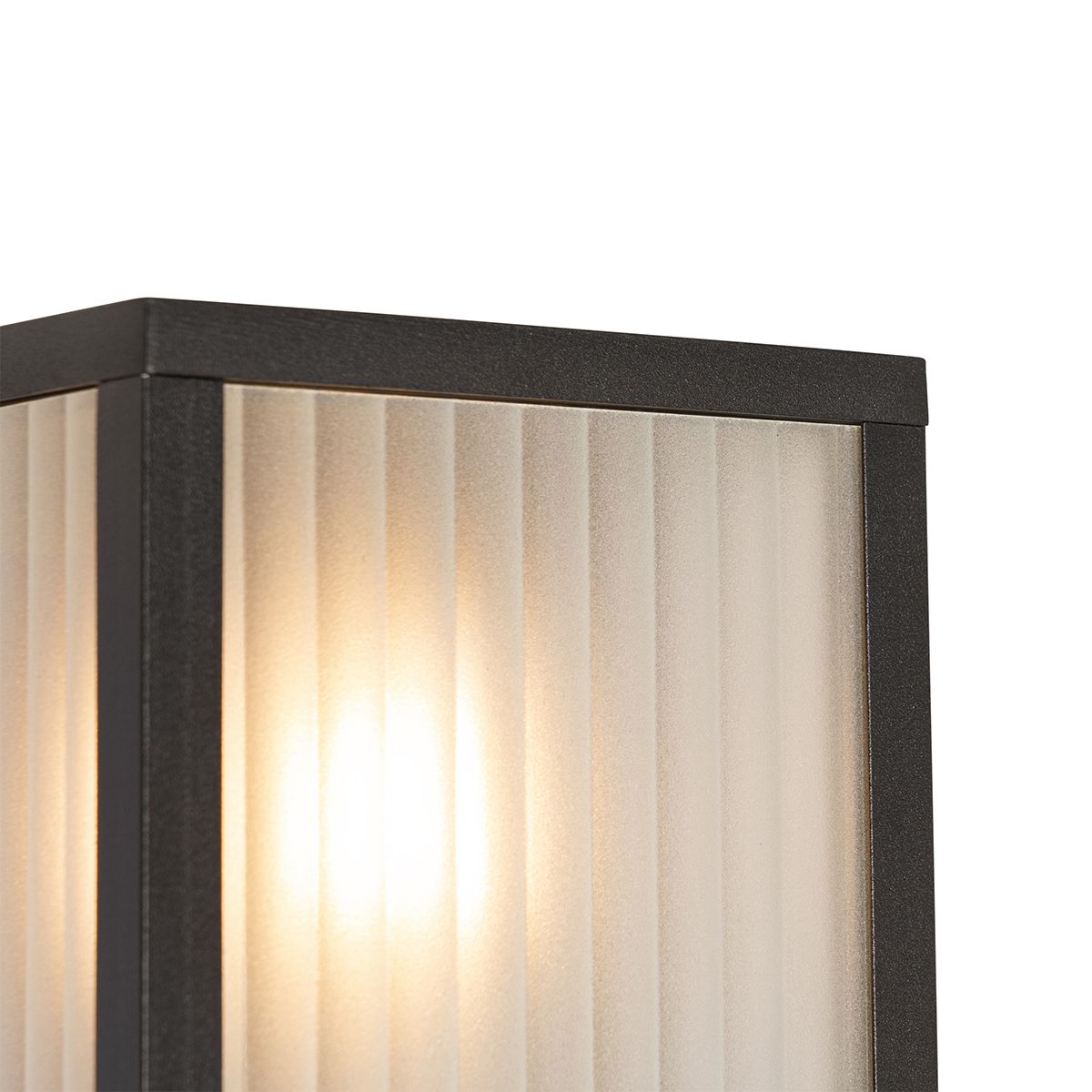 Buiten wandlamp zwart met ribbel glas 2-lichts IP44 - Charlois