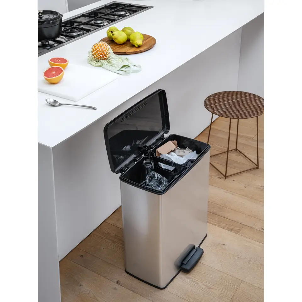 Curver Decobin Duo Prullenbak - 26L 26L - Zilver metallic