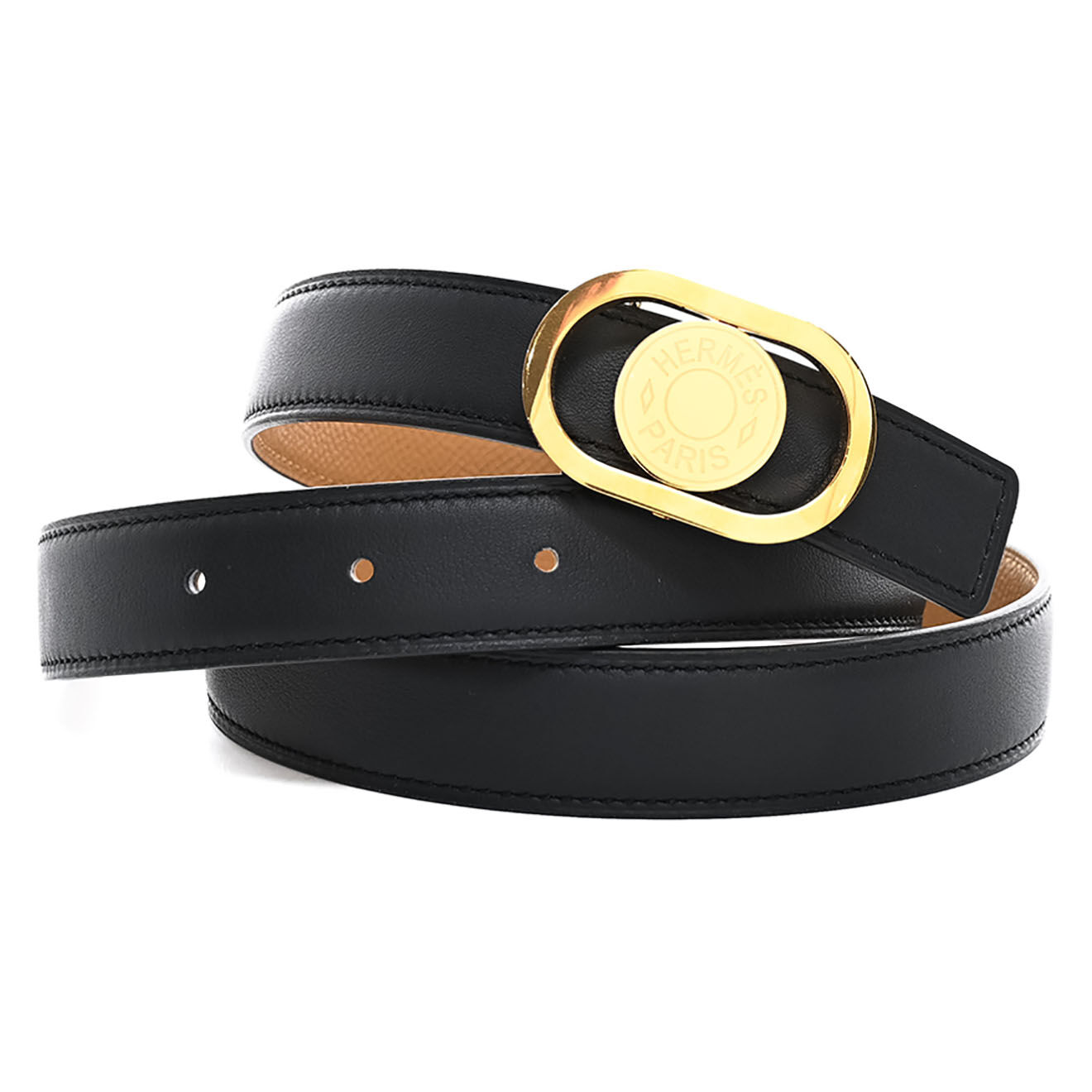 Hermès Ceinture réversible en Cuir et Sésame noire - Très bon état