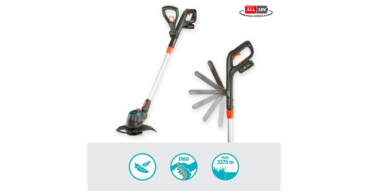 GARDENAComfortCut 23/18V P4A set grastrimmer  (Grijs/oranje, 14701-20, Accu inbegrepen)