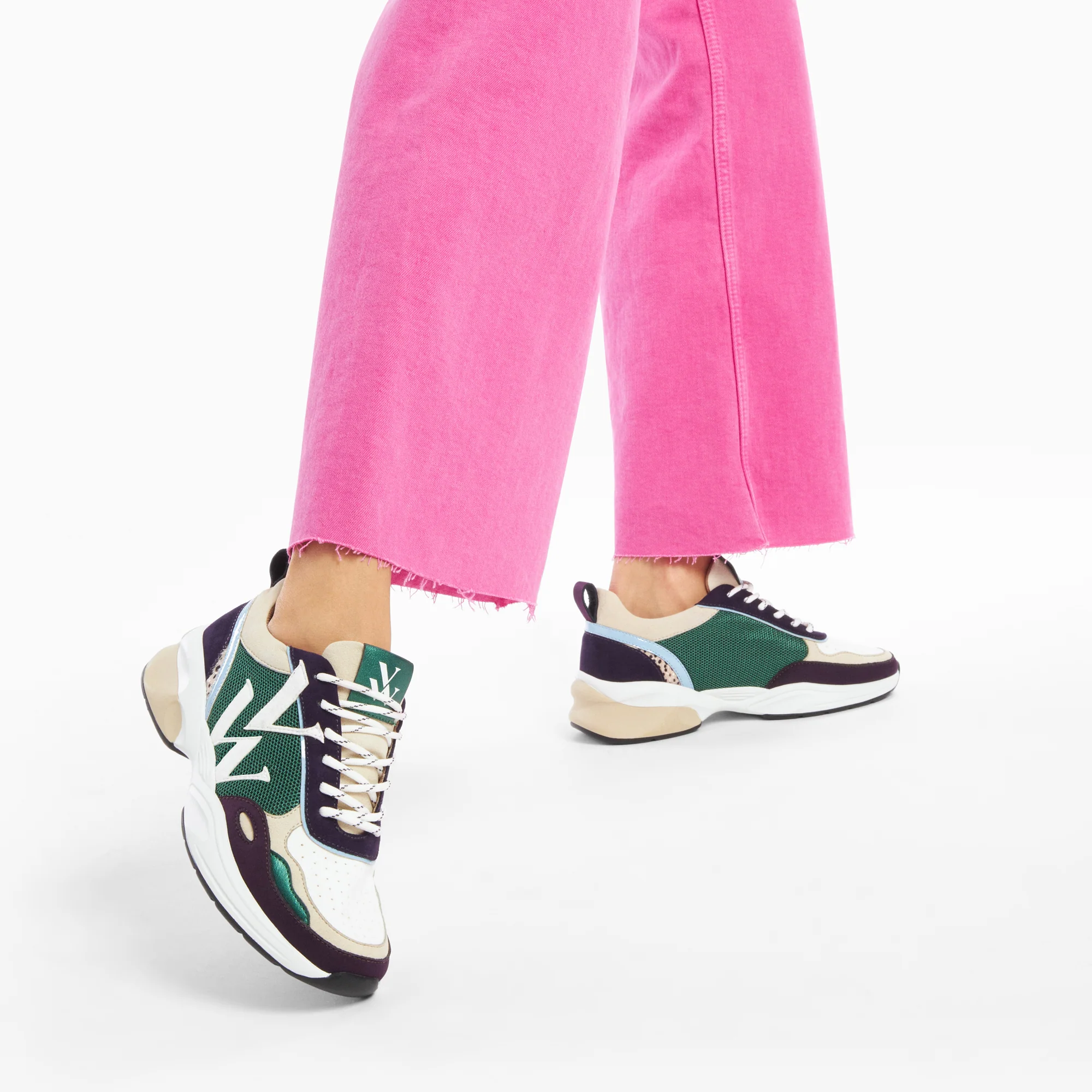 Sneakers-Baskets monogramme Orlanne prune et vert