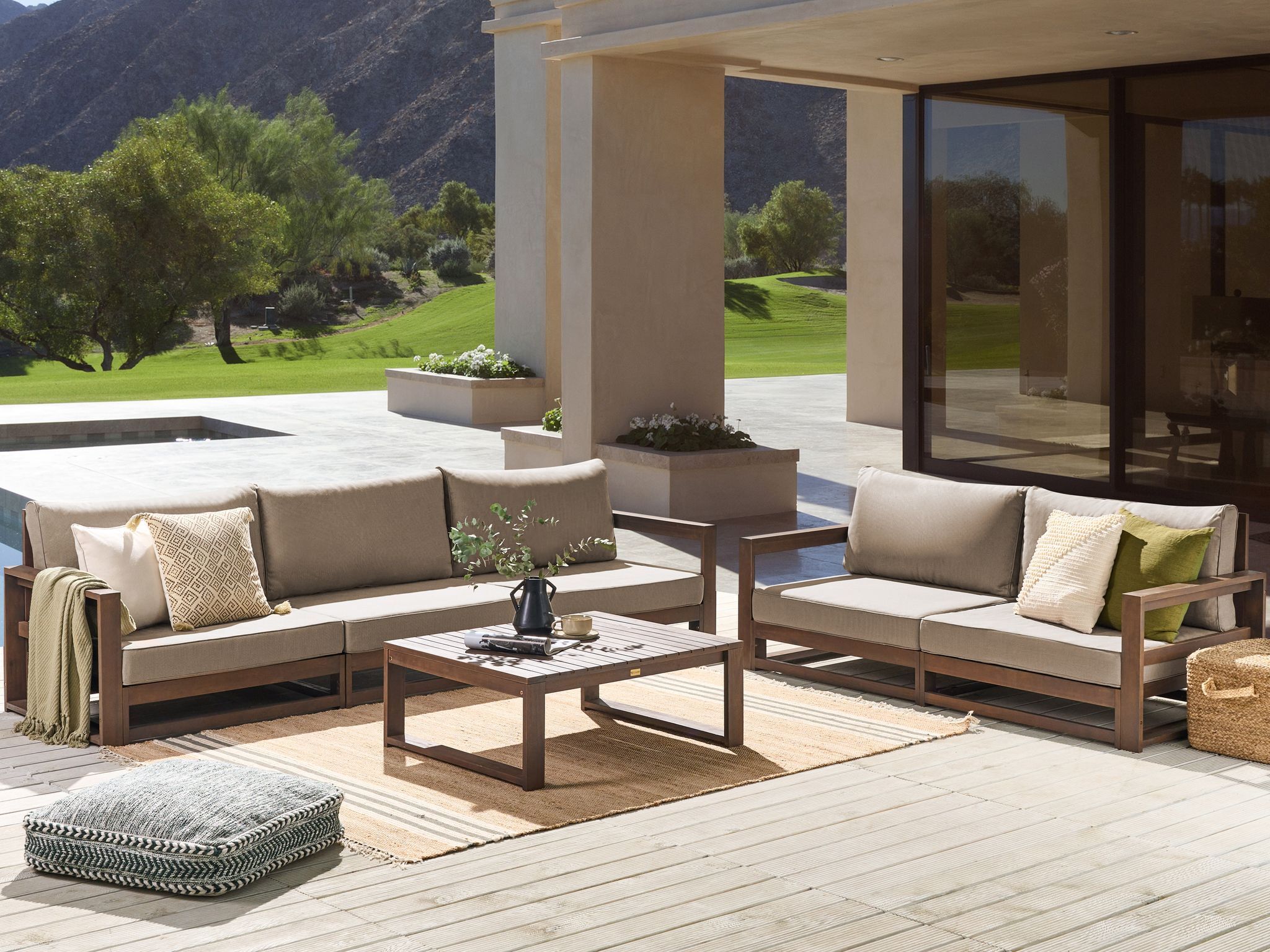 Beliani - TIMOR II - Loungeset 5-zits - Taupe - FSCÃÂ® acaciahout