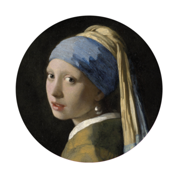 Ronde muursticker Meisje met de parel (dessin 119175)