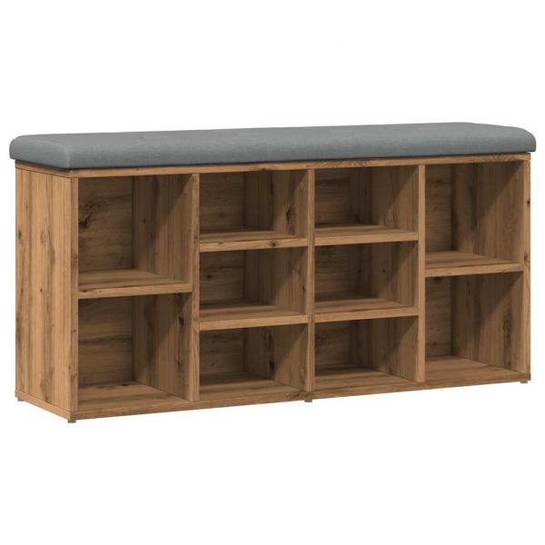 vidaXL Banco Sapateira 102x32x50 cm Derivados Madeira Carvalho Artisiano - 994518763
