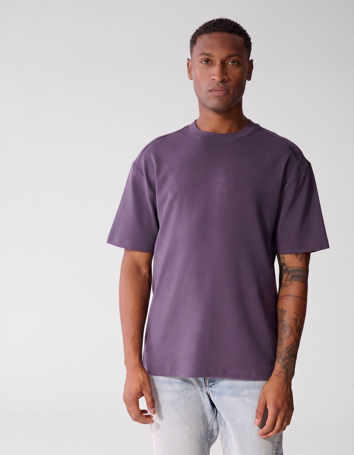 Basis Label T-shirt Paars