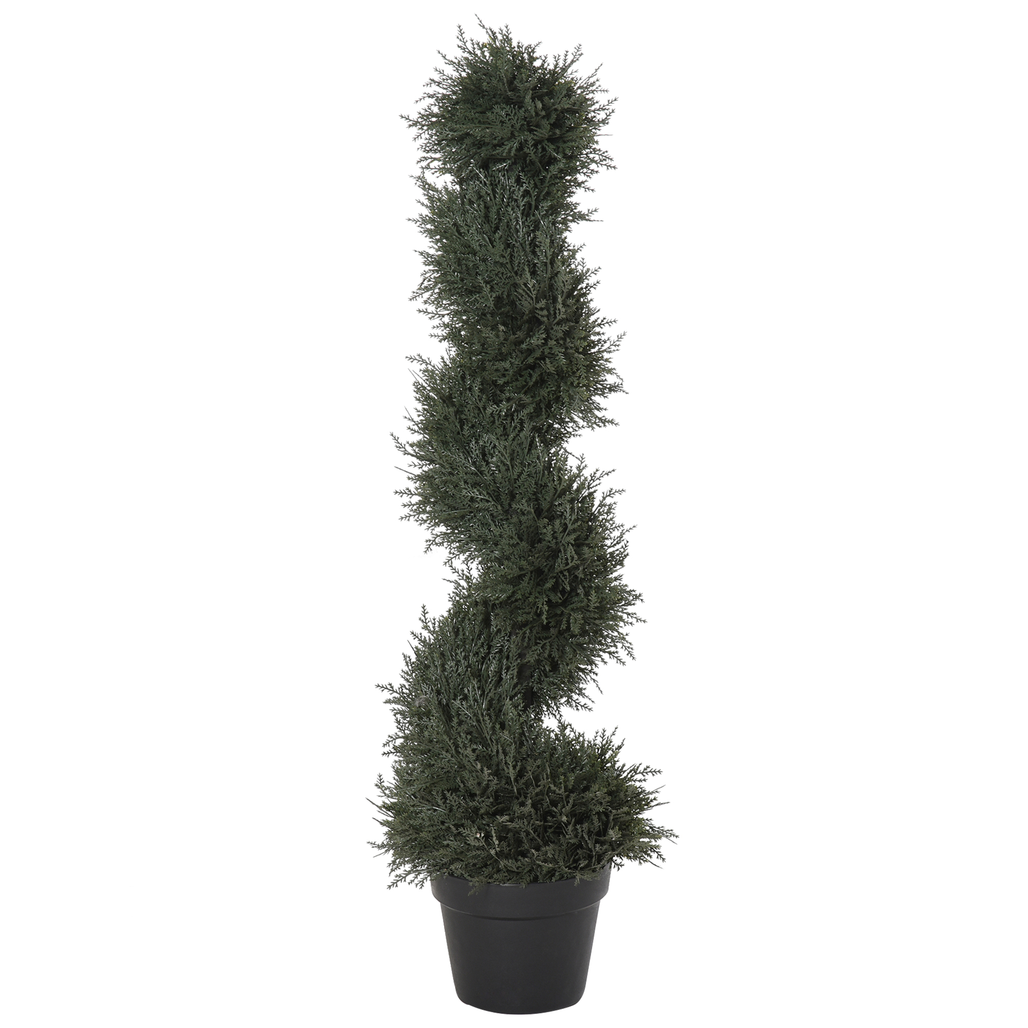 Planta artificial decorativa Outsunny de 90 cm com vaso, cedro com poda topiária em espiral, 650 folhas verde-escuras.