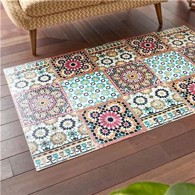Tapis vinyle effet mosaïque