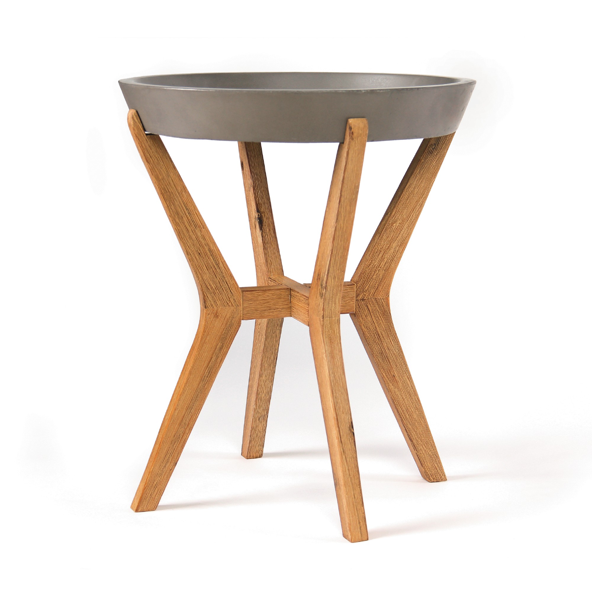 Beistelltisch 'Kerben' hoch, grau, braun, Ø 46 cm, H 55 cm von fischer's lagerhaus