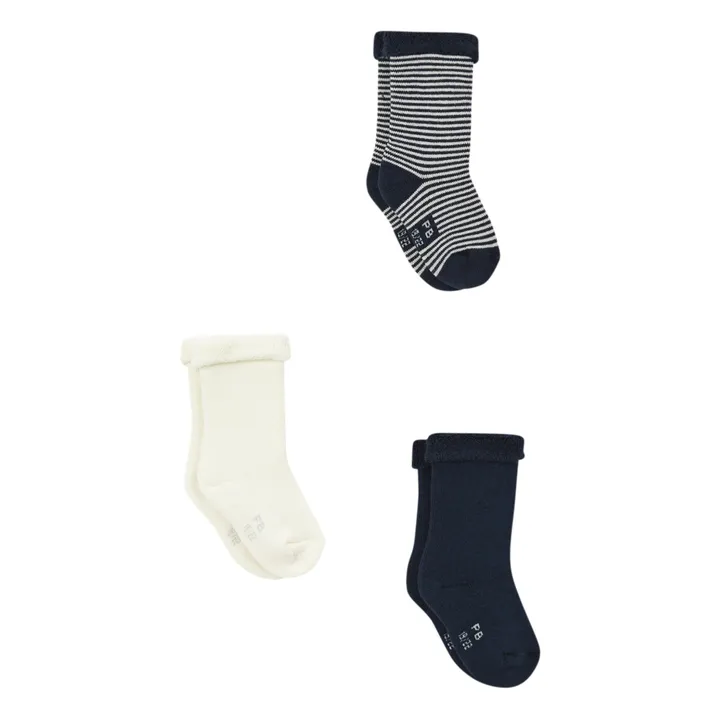 Petit Bateau Lot 3 Paires Chaussettes Coton Bio Mara | Bleu marine