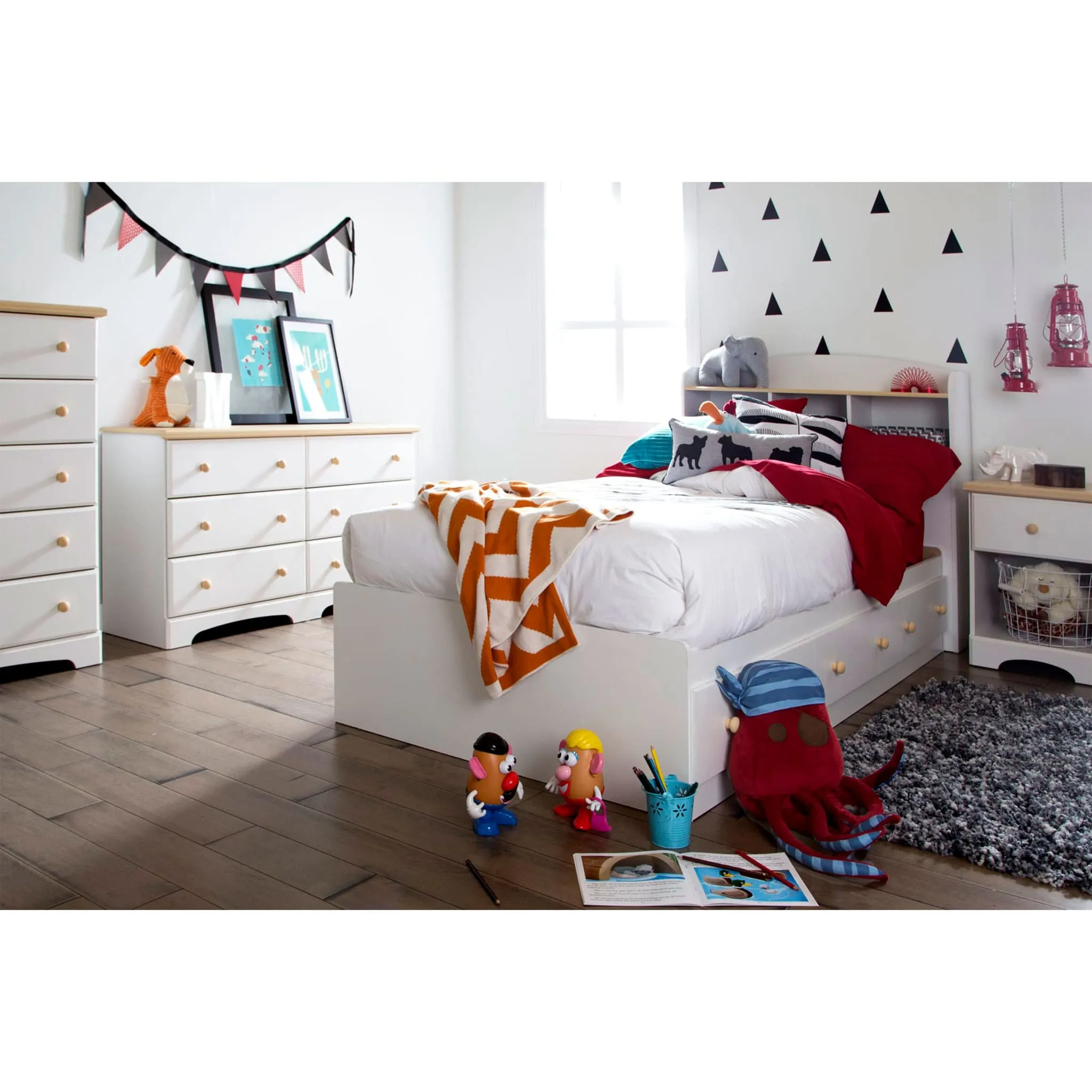 South Shore Lit Matelot Simple 3 Tiroirs Summertime - Blanc Solide
