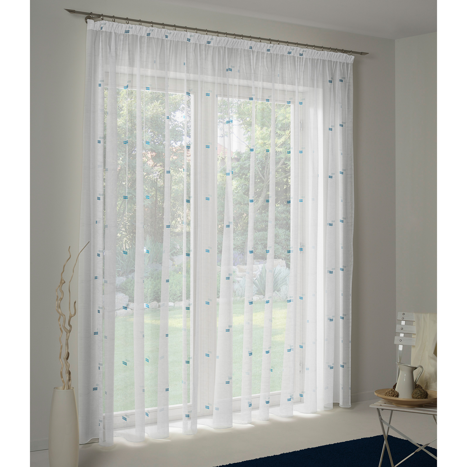 Vorhang - transparent-blau - Rechtecke - 300x125 cm