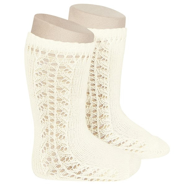 Knæstrømper m. Hulmønster Beige - Cóndor