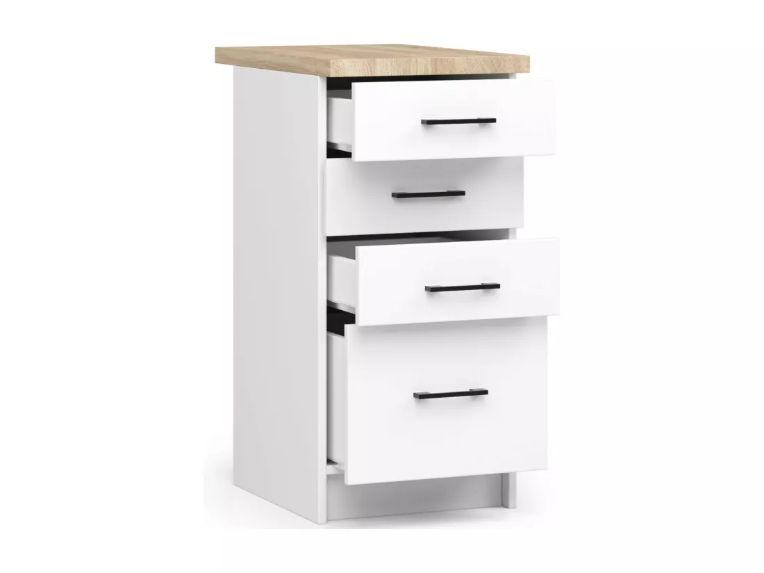 Armoires de cuisine basse AKORD S40 OLIWIA Blanc 40 cm 4 tiroirs façade Blanche 40x46x85 cm