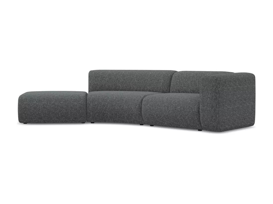 Canapé modulable 4 places gauche en tissu texturé - graphite - EKAHI