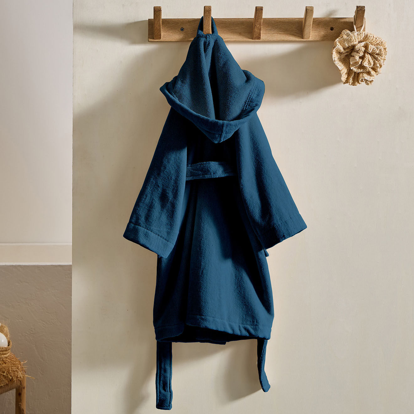 Soft by Perle de Coton Peignoir enfant à Capuche bleu jean