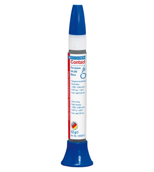 WEICON VA 250 Zwarte cyanoacrylaatlijm | Hoge viscositeitssecondelijm, rubbergevuld | 12 g